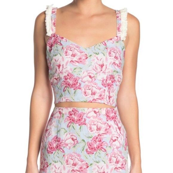 WAYF Tamera Floral Linen Tank Crop Top Sz L NWT - Picture 5 of 13